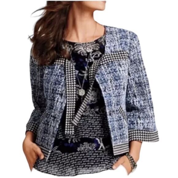 CAbi Jackets & Blazers - CABI Reina "Ladies Who Lunch" 21 Club Textured Houndstooth Blazer Jacket Size xs